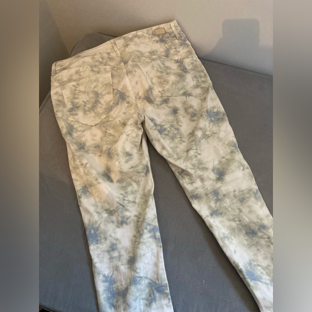 SKINNY GIRL bleached tie dye cotton stretch Paul high rise skinny jeans 13/31
